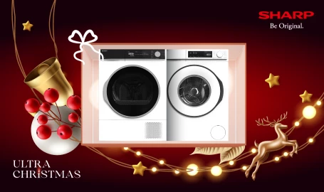 Christmas Sharp! Cumpără mașina de spălat + mașina de uscat rufe și ai -15% la set