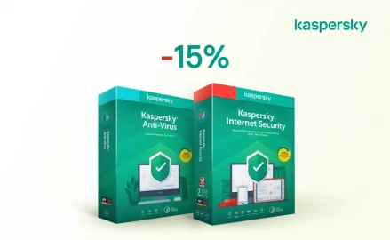 Reducere -15% la pachetele Kaspersky. Anti-virus și Kaspersky internet security.