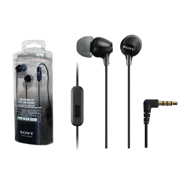 Гарнитура для мобильных телефонов SONY MDR-EX15AP, Проводной аналоговый, Чёрный