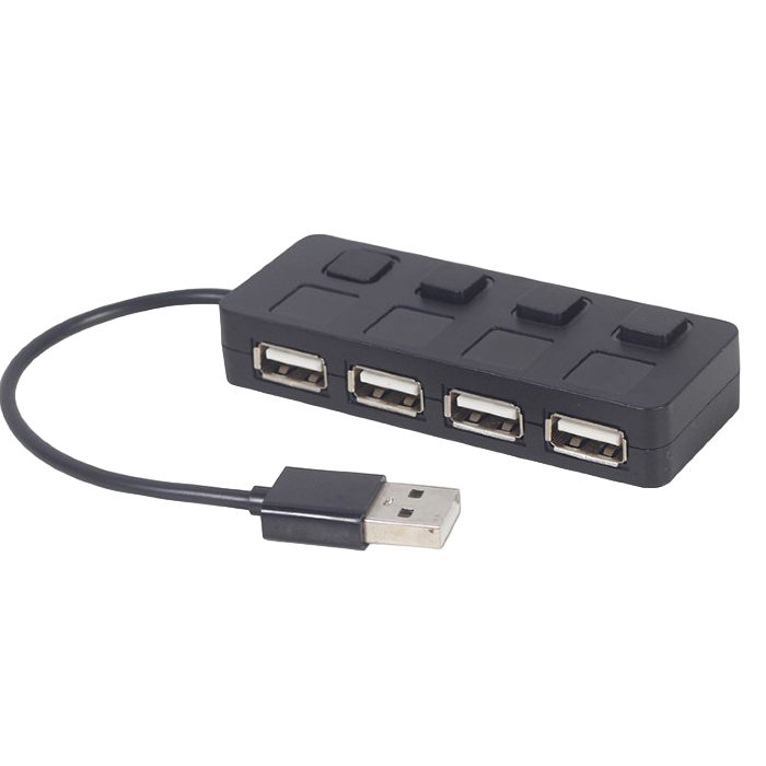 USB 2.0 Hub 4-port with switches, Gembird 