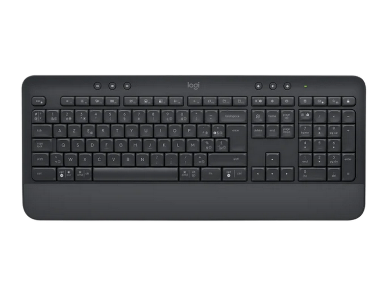 Wireless Keyboard Logitech K650, Multimedia, Spill-resistant, Palm rest, 2xAA, US Layout, Graphite 