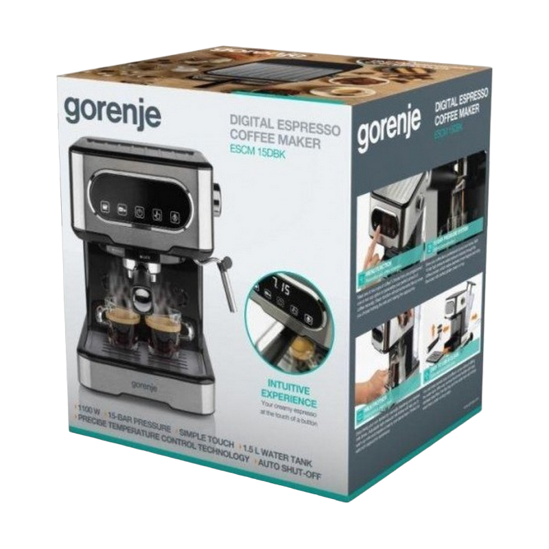 Cafetiera manuala Gorenje ESCM15DBK, 1100W, Argintiu