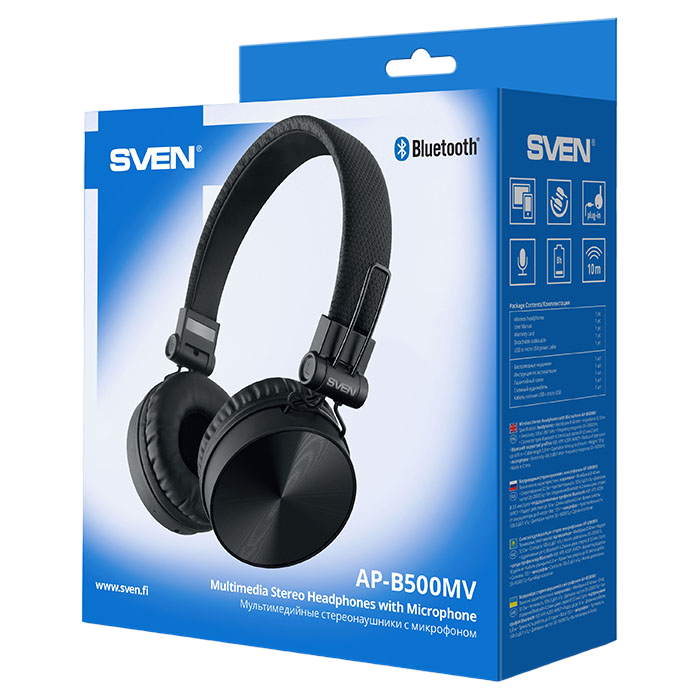 Гарнитура для мобильных телефонов SVEN AP-B500MV, Bluetooth, Чёрный