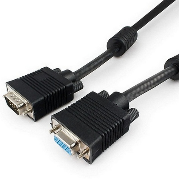 Cable VGA Premium Extension 10.0m, HD15M/HD15F Black, Cablexpert, dual-shield w/2*ferrite core