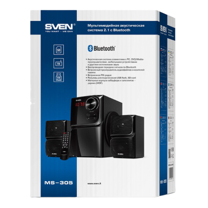 Компьютерные колонки 2.1 SVEN MS-305, Чёрный