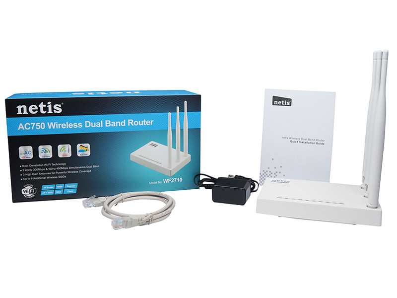 Netis WF2710, IEEE 802.11ac/n/a 5GHz, IEEE 802.11b/g/n 2.4GHz