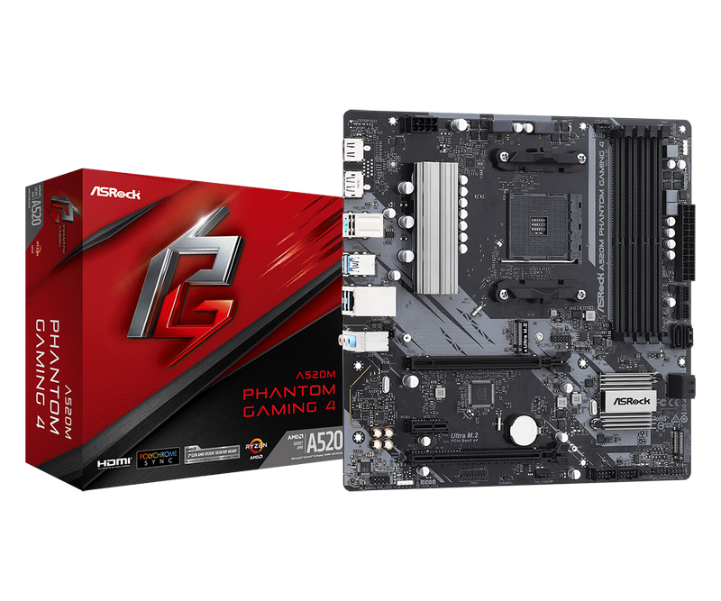 Placă de bază ASRock A520M PHANTOM GAMING 4, AM4, AMD A520, Micro-ATX
