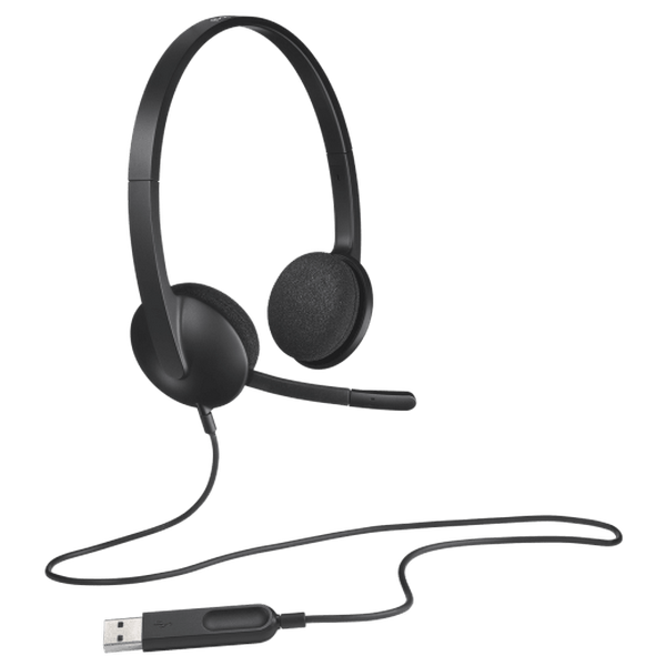 Гарнитуры для Колл-центров Logitech H340, Проводной аналоговый, Чёрный