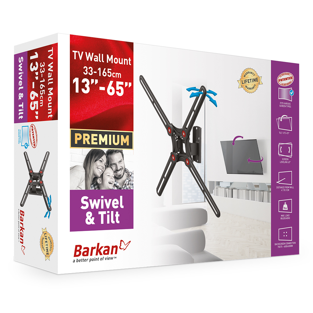 Настенное крепление для телевизора BARKAN BM320, Чёрный