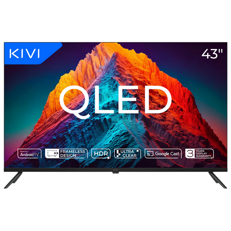 43" QLED SMART TV KIVI 43U770QB, 3840x2160 4K UHD, Android TV, Negru