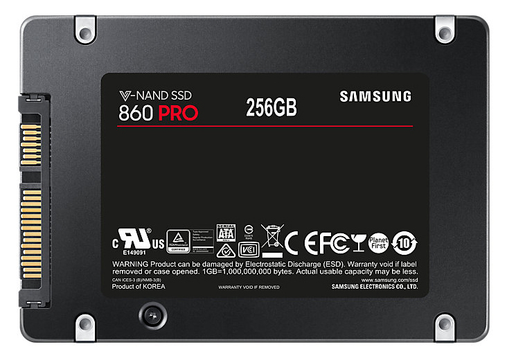 2.5" SATA SSD  256GB Samsung 860 PRO "MZ-76P256BW" [R/W:560/530MB/s, 100K IOPS, MJX, VNAND 2bit MLC]