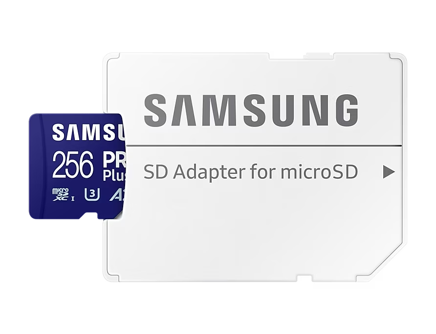 256GB MicroSD (Class 10) UHS-I (U3) +SD adapter, Samsung PRO Plus 