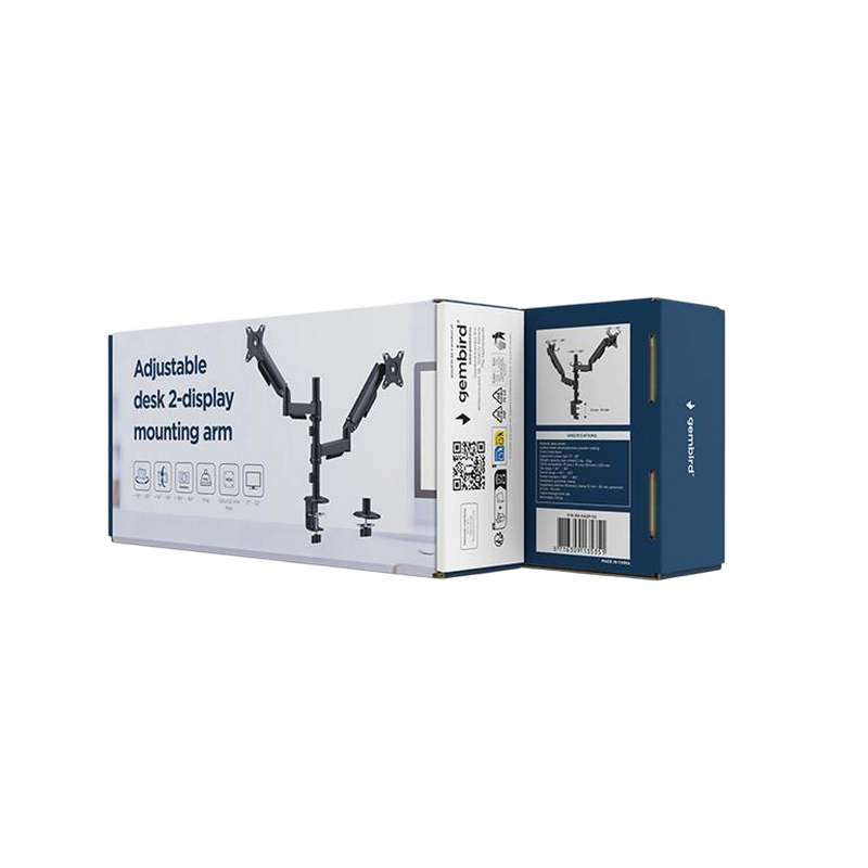 Suport birou pentru monitoare Gembird MA-DA2P-02 Negru