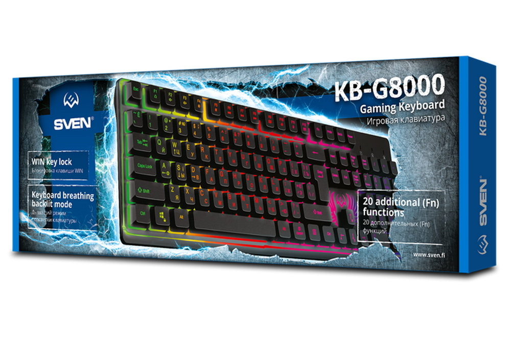 Клавиатура SVEN KB-G8000, Проводное, Чёрный