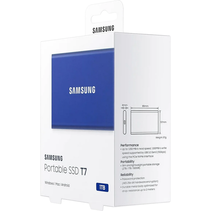 Samsung Portable SSD T7 Blue, USB-C 3.1, 1TB
