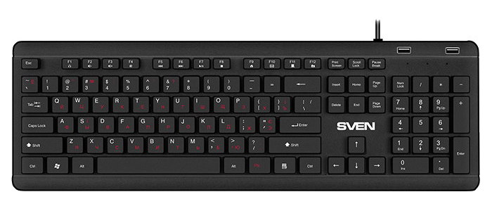 Клавиатура SVEN KB-E5700H, Проводное, Чёрный