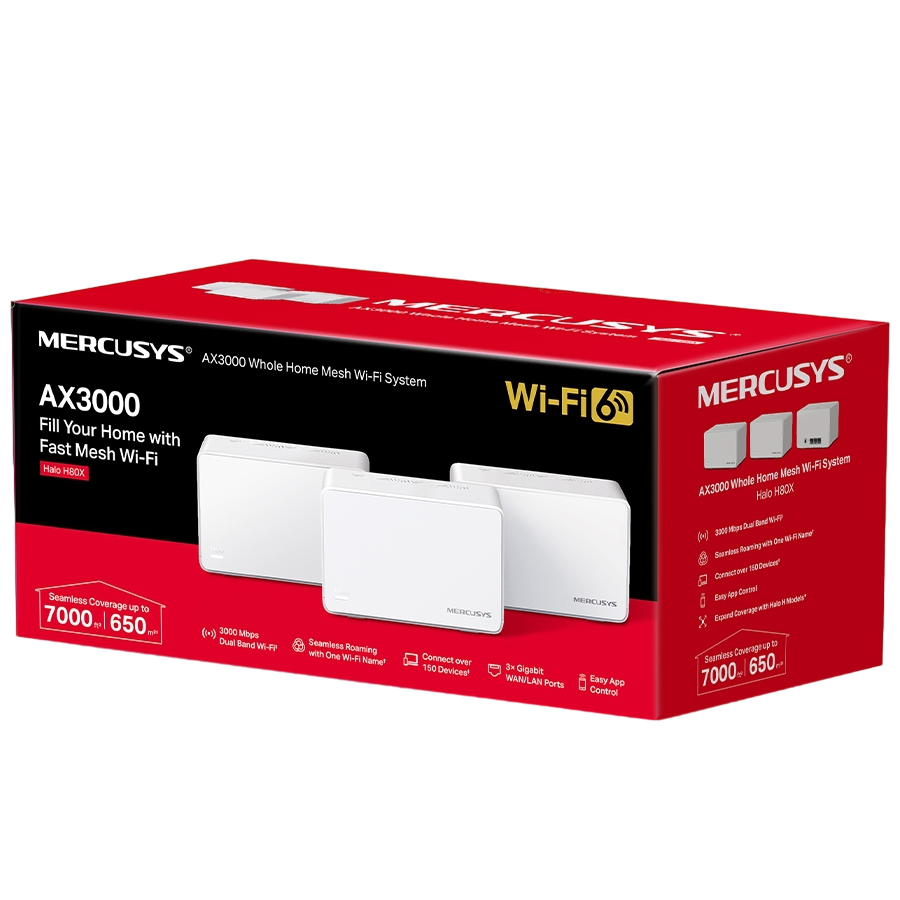 Sistem Wi-Fi Mesh MERCUSYS Halo H80X (3-pack), Alb