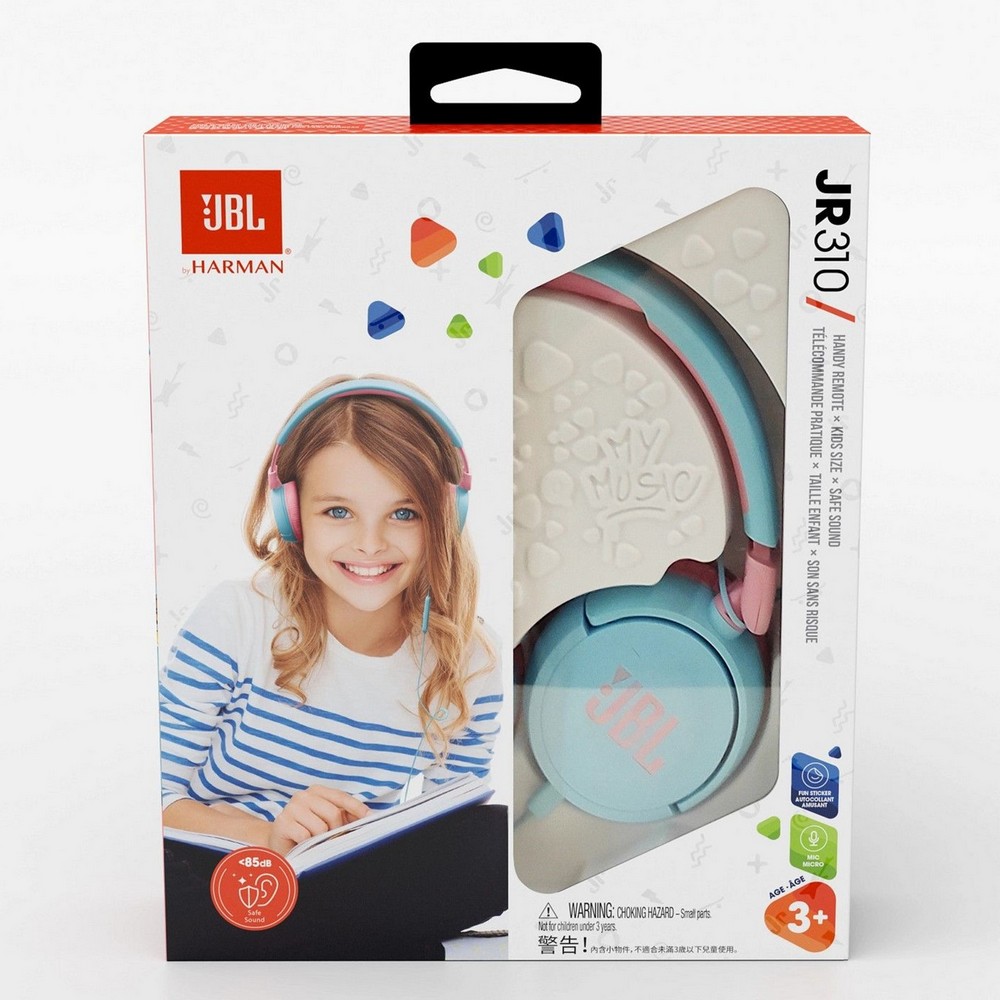 Детские наушники JBL JR310, Bluetooth/Проводное аналоговое, Голубой