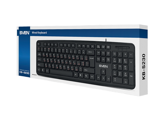Клавиатура SVEN KB-S230, Проводное, Чёрный