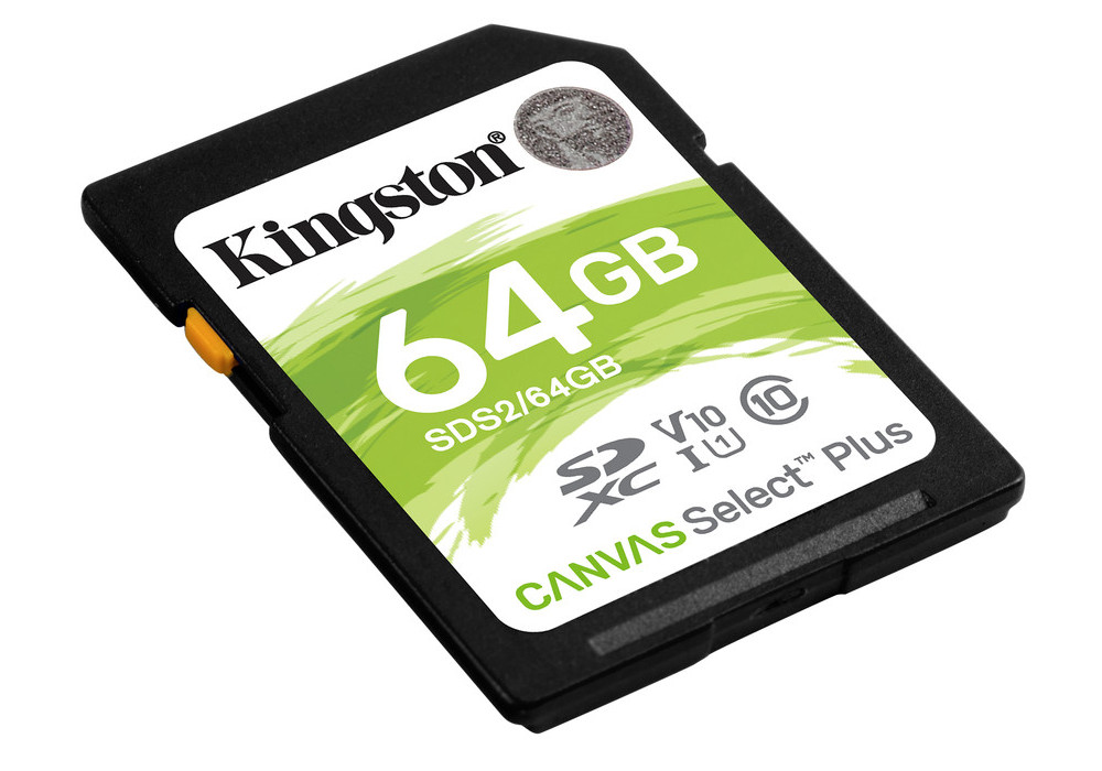.64GB  SDXC Card (Class 10) UHS-I , U1, Kingston Canvas Select Plus 