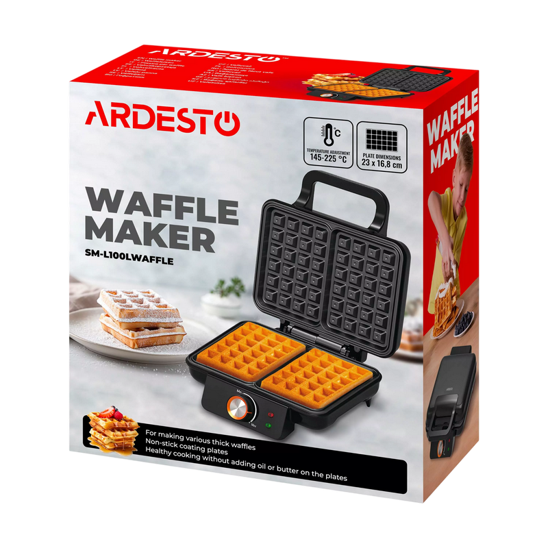 Вафельница ardesto sm-l100lwaffl, чёрный Thumbnail 3