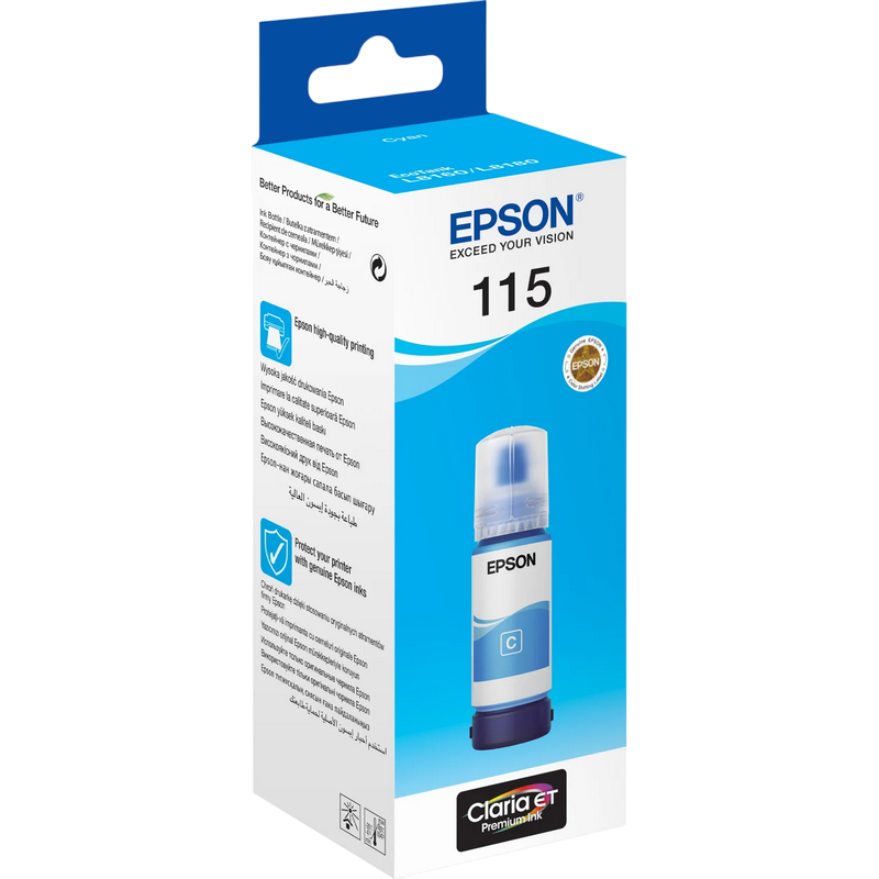 Ink Epson C13T07D24A, 115 EcoTank Ink Bottle, Cyan