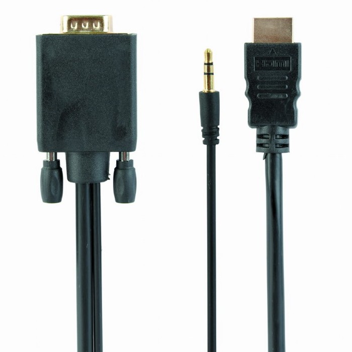 Cablu Video Cablexpert A-HDMI-VGA-03-10, HDMI (M) - VGA D-Sub + 3.5 mm Jack, 3m, Negru