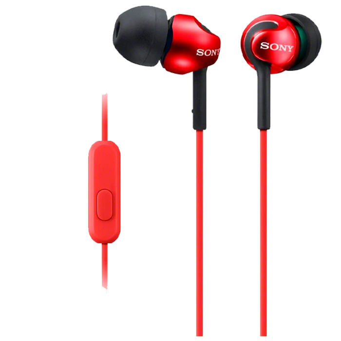 Гарнитура для мобильных телефонов SONY MDR-EX110AP, Проводной аналоговый, Красный