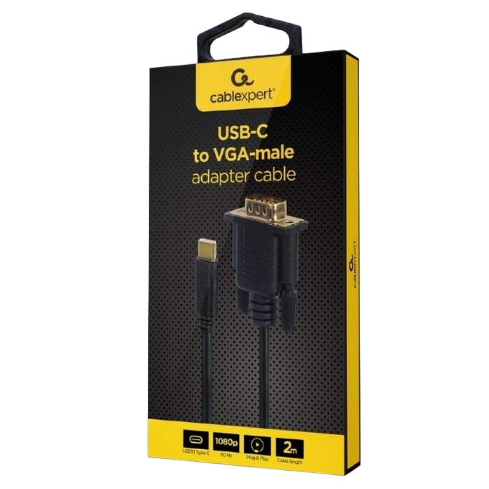 Cable   Type-C to VGA 2.0m Cablexper, 1920 x 1080 at 60 Hz, A-CM-VGAM-01