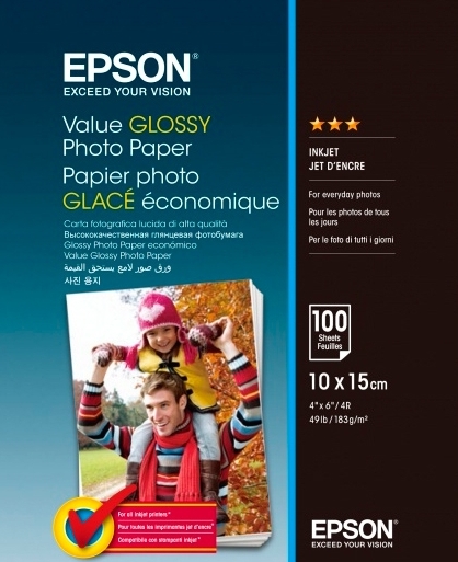 Paper Photo Epson 10x15, 183gr, 100 sheets - Value Glossy