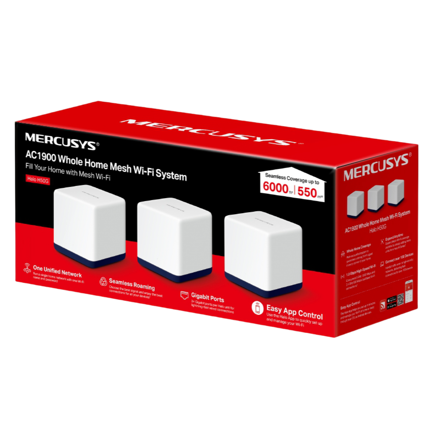 Sistem Wi-Fi Mesh MERCUSYS Halo H50G (3-pack), Alb