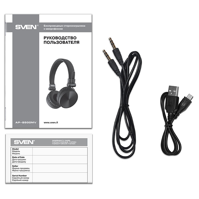 Гарнитура для мобильных телефонов SVEN AP-B500MV, Bluetooth, Чёрный