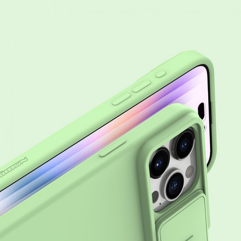 Husă Nillkin iPhone 15 Pro Max, CamShield Silky Silicone, Mint Green