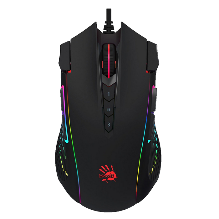 Gaming Mouse Bloody J90s, Optical, 100-8000 dpi, 12 buttons, RGB, Macro, Ergonomic, USB