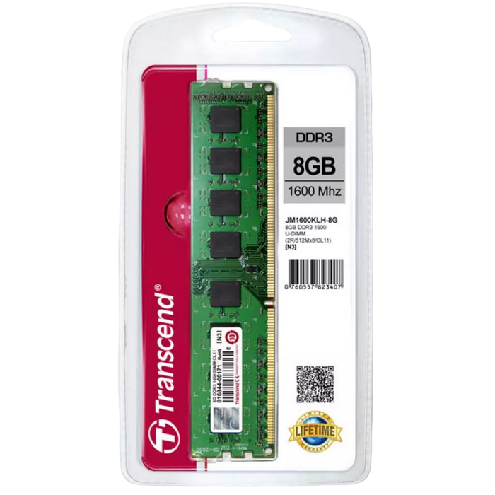 .8GB DDR3-1600MHz Transcend PC12800, CL11, 1.5V