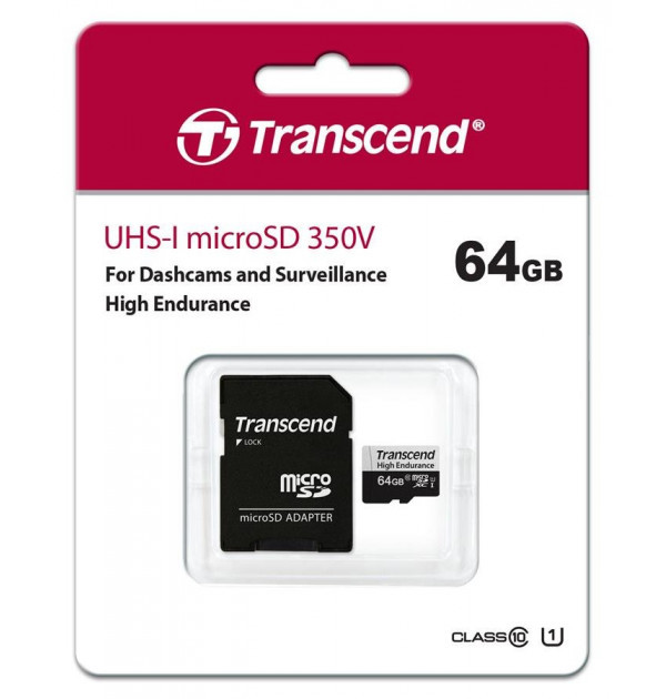 .64GB MicroSD (Class 10) UHS-I (U1),+SD adapter, Transcend