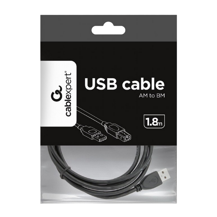 Cable USB, AM/BM,  1.8 m, USB2.0, High quality, Cablexpert, Black, CCP-USB2-AMBM-6