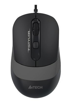 Mouse A4Tech FM10, Optical, 600-1600 dpi, 4 buttons, Ambidextrous, 4-Way Wheel, Black/Grey, USB