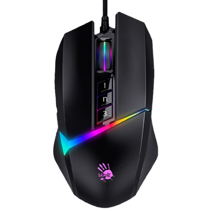 Gaming Mouse Bloody W60 Max, Optical, 100-10000 dpi, 8 buttons, RGB, Macro, Ergonomic, USB