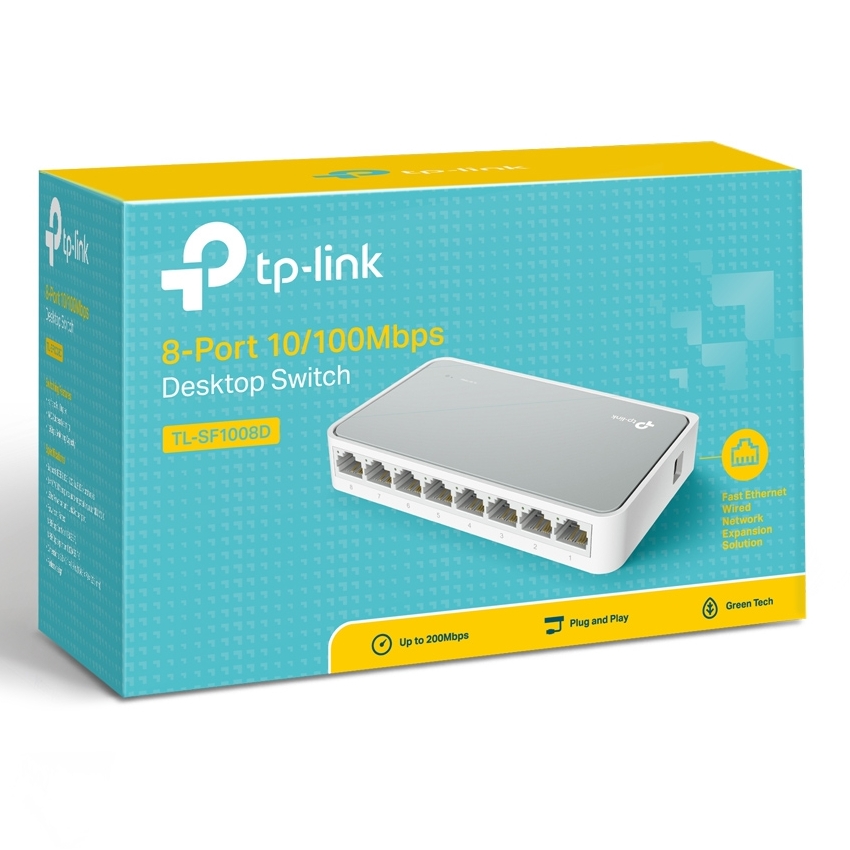.8-port 10/100Mbps Desktop Switch  TP-LINK "TL-SF1008D", Plastic Case