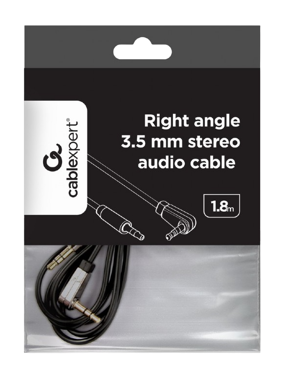 Cable 3.5mm jack - 3.5mm jack 90°,  1.8m, 3pin, Cablexpert, Gold connectors, CCAP-444L-6