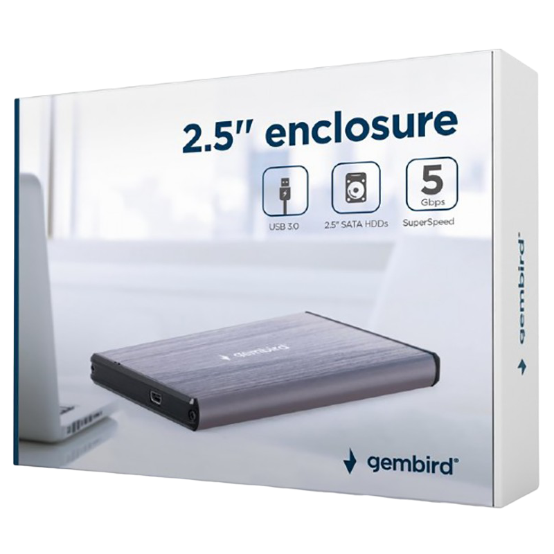 Внешний корпус Gembird EE2-U3S-3-LG, , Серый (EE2-U3S-3-LG)
