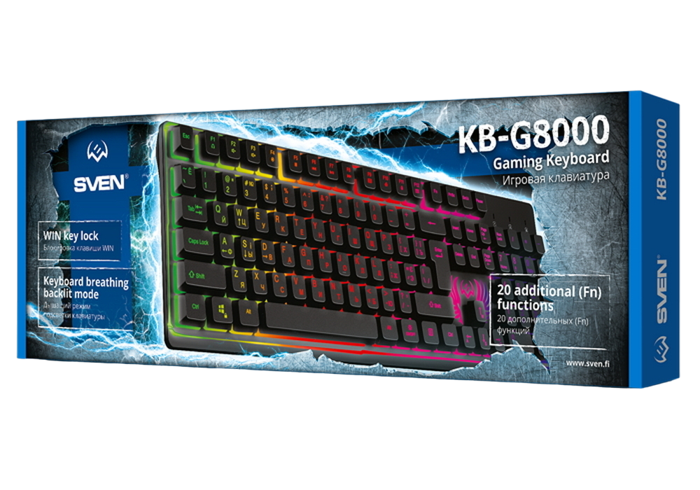 Клавиатура SVEN KB-G8000, Проводное, Чёрный