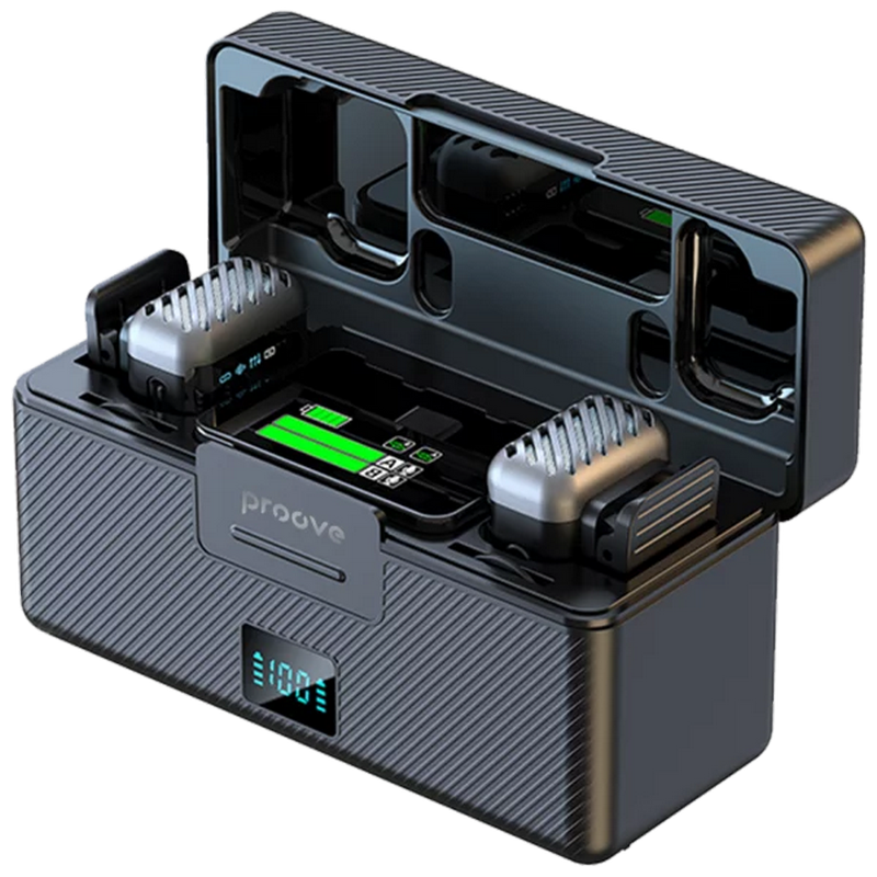 Microfon portabil pentru înregistrare vocală Proove Ripple Fără fir/Cu fir Negru