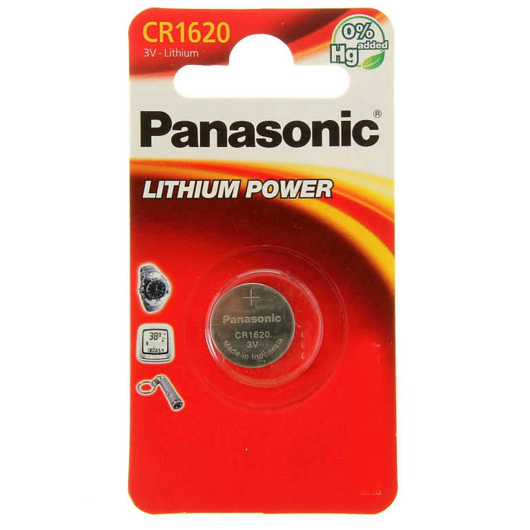 Дисковые батарейки Panasonic CR-1620EL, CR1620, 1шт.