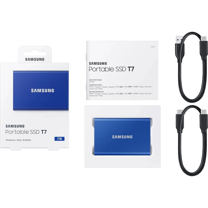 Samsung Portable SSD T7 Blue, USB-C 3.1, 1TB