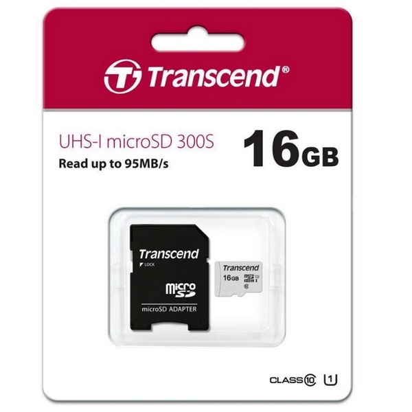 .16GB MicroSD (Class 10) UHS-I (U1),+SD adapter Transcend 