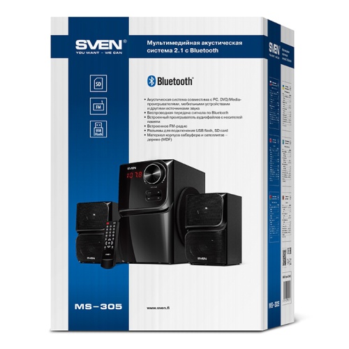 Компьютерные колонки 2.1 SVEN MS-305, Чёрный