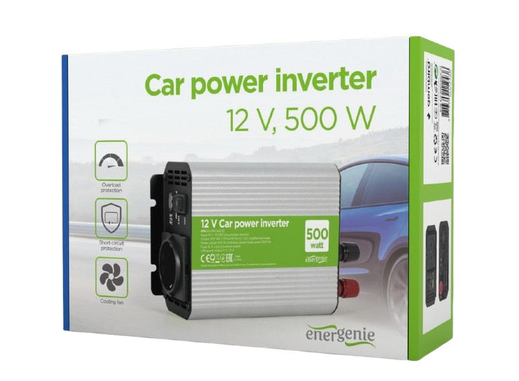 Invertor Auto Energenie EG-PWC500-01, 500W, Gri