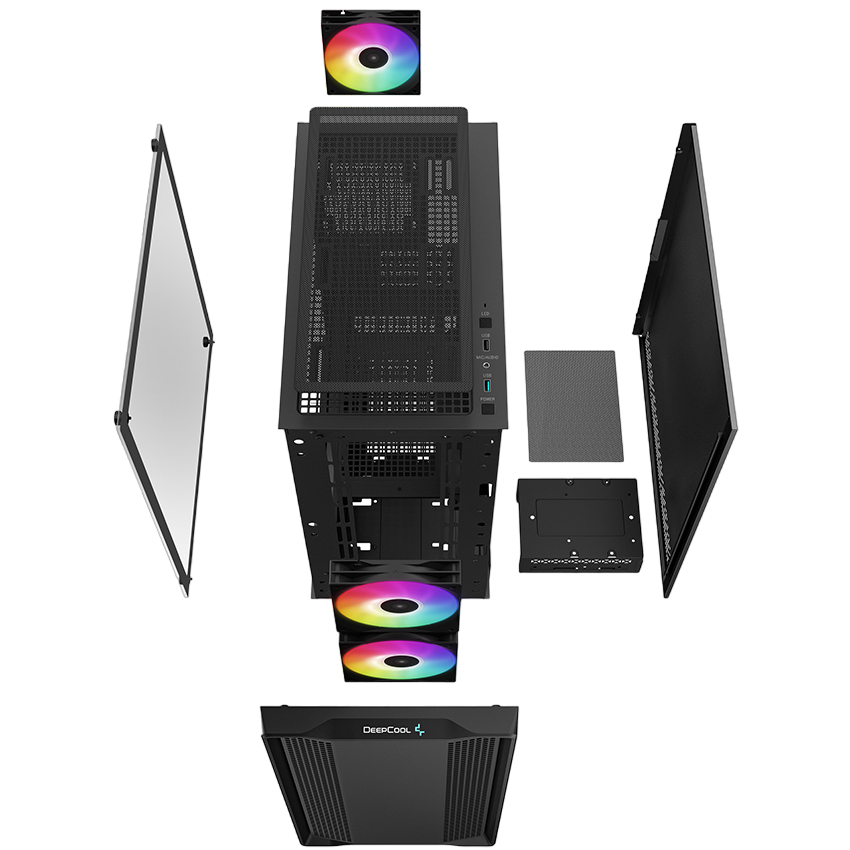 Carcasă PC Deepcool CC360 ARGB, Midi-Tower, Fără PSU, Negru